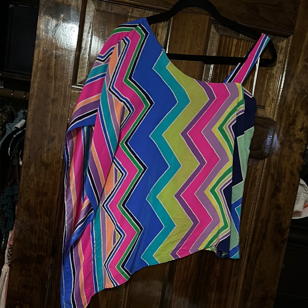 Alice & Trixie Pink and Blue Asymmetrical Tank Top